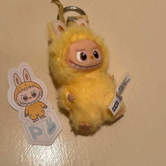 Authentic PopMart Labubu The Monsters Pin for Love Series "P" Yellow Plush Penda - Picture 11 of 13